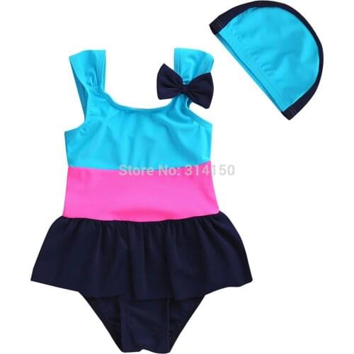 VIVOBINIYA Free Shipping Children Swimwear Baby Girl Bow Tie Swimsuit Kids Bathing Suit Baby Beach Clothes Sport Swimsuit