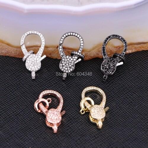 10PCS ZYZ180-9112 Micro Pave CZ Clasps Jewelry Components Pave Zirconia Lobster Clasp Jewelry Findings 13 * 26 mm
