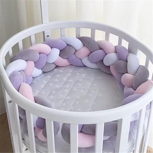 1M Baby Bumper Bed Braid Knot Pillow Cushion Bumper for Infant Kids Crib Protector Cot Bumper Room Decor Anti-collision Bumper