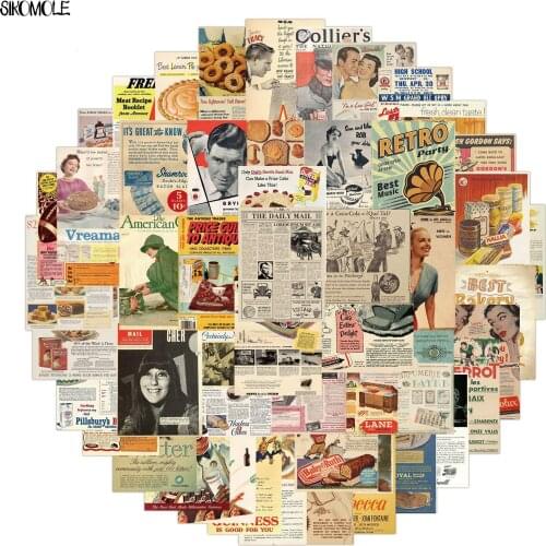 50PCS Retro Posters In Europe And America Square Stickers Cartoon For Skateboard Case Notebook Childrens Toys Decal Sticker F5