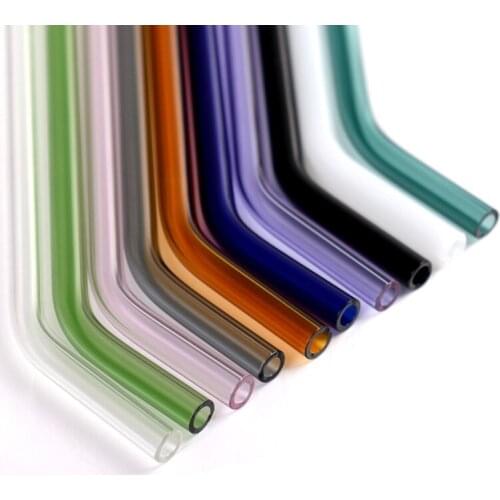 2pcs/lot colorful pyrex reusable glass drinking straws+1 straw cleaner brush for bar accessories 10 color options HH16285