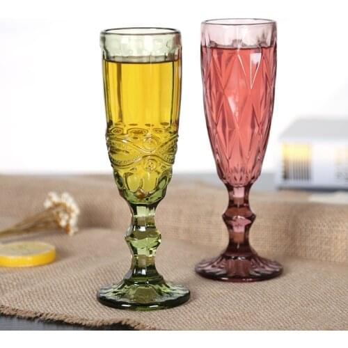 3pcs/pack 150ml Glass Cup Relief Carved Decor Wine Cups Beer Steins Classic Crystal Cup High Stand Drinking Ware