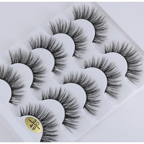 5 Pairs 3D Faux Mink Hair False Eyelashes Wispies Fluffies Drama Eyelashes Natural Long Soft Handmade Cruelty-free Black Lashes