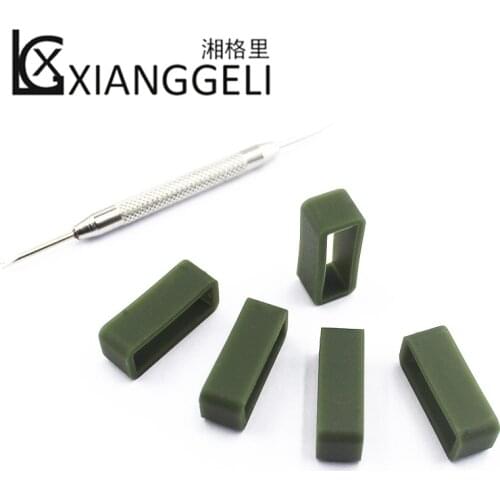 5psc Army Green Silicone Bezel Band Strap Watch Accessories Silicone Strap Loop 10mm12mm14mm16mm18mm19mm20mm22mm24mm26mm28mm30mm