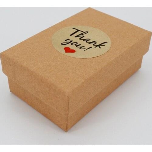 8x5x2.5cm Keychain Keyring Kraft Gift Box with Thank You Label Brown Kraft Paper Jewelry Box Wedding Favor Packaging Boxes 50pcs