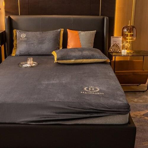 Velvet Fitted Bed Sheet Bed Mattress Protective Cover Soft Breathable Bedspread Elastic Band Bed Linen with pillowcase
