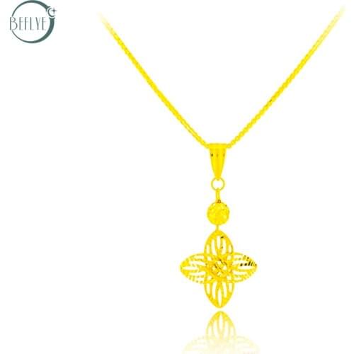 Beflye jewelry 100% 18K pure gold pendant au750 gold lucky Four leaves clover fashion classic party boutique jewelry