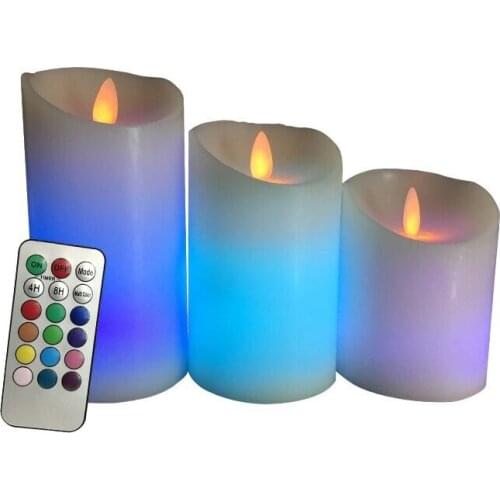 Remote Controlled Flameless LED Candles Light Warm White Plus Multicolor Paraffin Wax Battery Operated Electric LED Candle Lamp