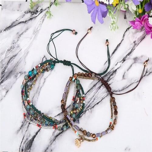 Bohemia Style Thin Beads Bracelet Multi-layer Colors Friendship Boho Bracelets&Bangles Charm Couple Beach Jewelry For 2018