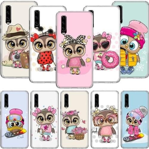 Cute Owl Hearts Lover Phone Case For Huawei P30 P40 P20 P10 Mate 20 10 30 Lite Pro P Smart Z Plus Printing Cover Coque Shell