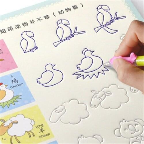 Stick figure copybook preschool learn to draw magic writing paste children drawing copybook practice 1set