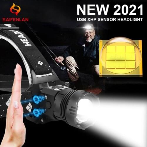 IR Sensor Headlight USB Rechargeable XHP100 Powerful Induction LED Headlamp Fishing Head Light Lamp Outdoor Lighting Hand Free