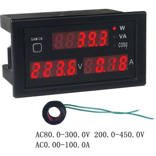 DYKB AC 110V 220V 380V 100A voltage current Watt power meter Digital Display LED Ammeter Voltmeter power factor table