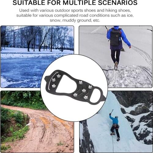 1 Pair 8 Studs Anti-Skid Ice Gripper Spike Winter Climbing Anti-Slip Snow Spike Grip Cleats Over Shoe Cover Non-slip snow cleats
