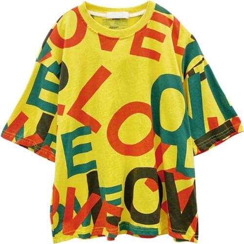 Summer Kids Girls Letter Print Yellow T-shirt 8 10 12 years old