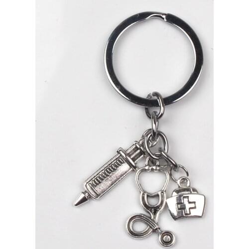 2019 New Nurse Medical Box Medical Key Chain Needle Syringe Stethoscope Keychain Doctors gift
