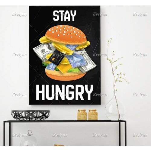 Motivation Stay Hungry Inspirational Quote Canvas Print Poster Home Decoration Floating Wall Art Painting For Living Room Office