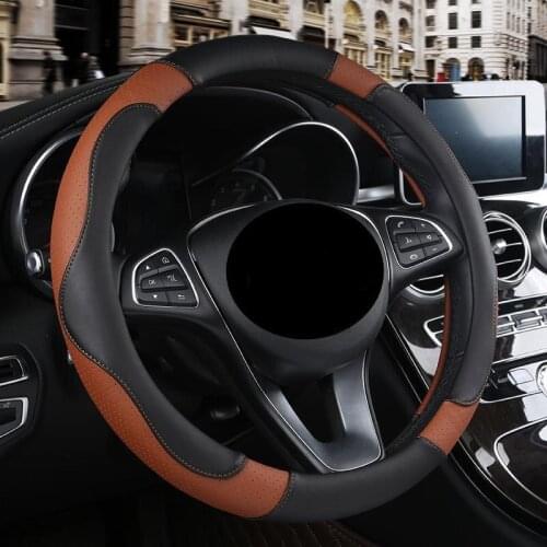 Non-slip Car Steering Wheel Cover Sweat Breathable PU Leather Universal Car Accessories Sport Style Steering Wheel Durable