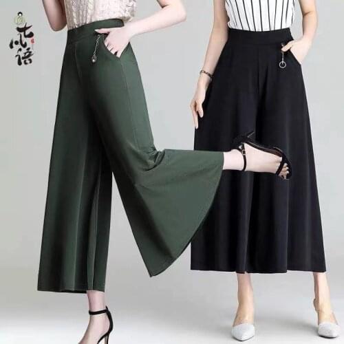 2021 New Big Plus Size Wide Leg Pants Cool Thin Loose Casual Straight Women Long Pants Street Wear Summer Checkerboard Trousers