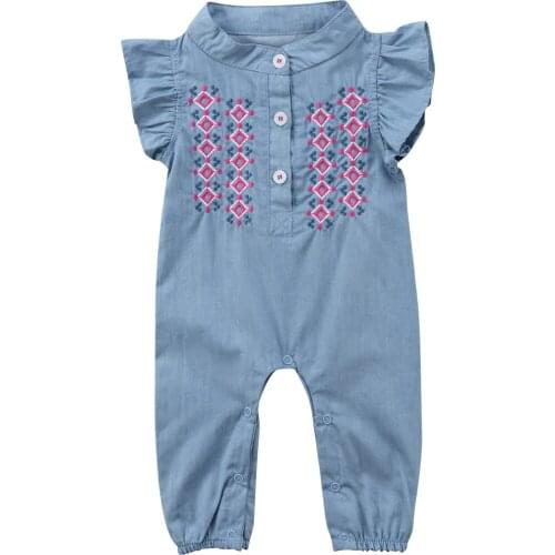 New Infant Baby Rompers Girls Newborn Short Sleeve Embroidered Rompers Playsuit Summer New Fashion Baby Clothes