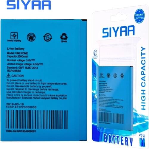 Original SIYAA Rome Battery For Umi ROMEX ROME X Li-ion Battery High Capacity 2500mAh Replacement Mobile Phone Battery