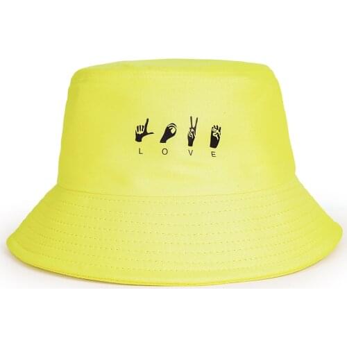 Autumn LOVE Letters Print Unisex Trendy Foldable Panama Bucket Cap Lovers Friends Fashion Gift Souvenirs Casual Fishermen Hat