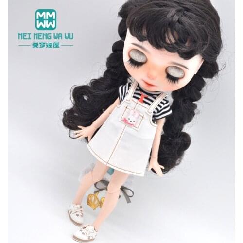 Fits Blyth Azone OB23 OB24 doll clothes accessories Fashion cartoon strap dress white, black, pink, yellow