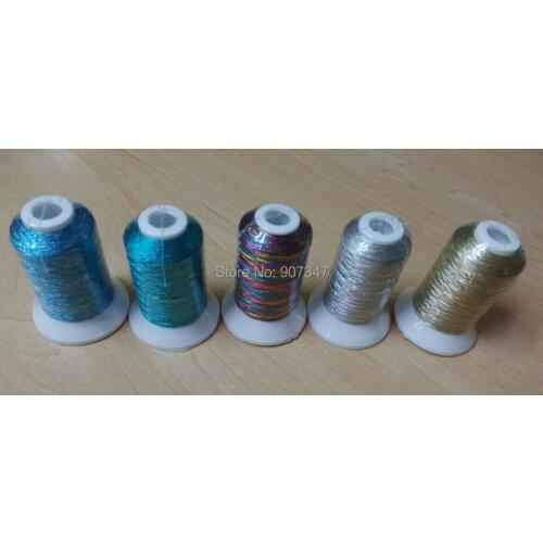 Popular metallic embroidery thread 500m each as embroidery & knitting thread 5 glossy colors
