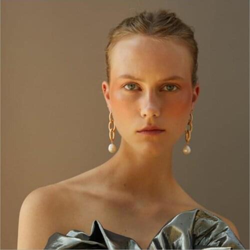 Knot Earring ring circle plastic pearl pendant alloy material gold color plated for woman girls gift