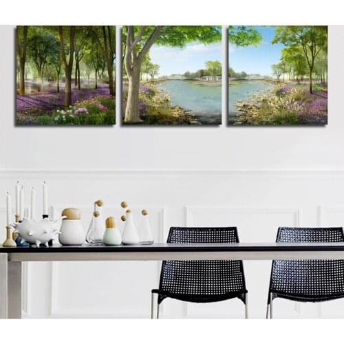 Nordic Decoration Home Posters and Prints Rural Scenery Lavender Flower Wall Picture Canvas Oil Painting for Living Room Decor