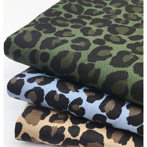 Fashion Leopard Printed Cotton Twill Jeans Fabric DI Sewing Pants Jacket Hat Shoes Thick After Washed Denim 100X150cm Tela