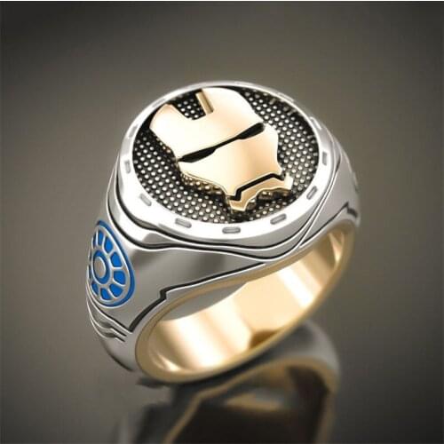 Vintage Fashion Two Tone Rings For Men Hip Hop Jewelry Antique Gold and Silver Color Ring Male Punk Finger Band Boho Accessories