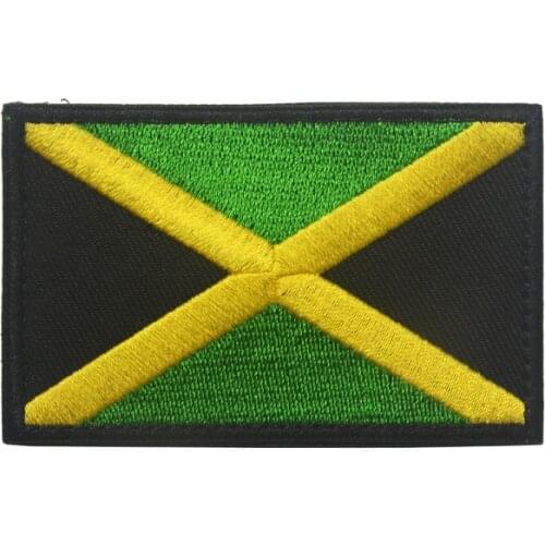 Jamaica Flag Embroidered Emblem Rasta Jamaican Rastafarian National Patch Tactical Patch Hook Loop Badge Patches