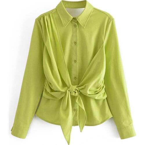 Summer Women T-Shirts Long Sleeve Solid Color Sexy Backless Shirts Turn-down Collar Blouse C2782