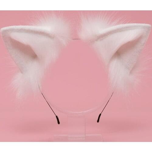 Women Animal Cat Wolf Ears Headdress Plush Furry Lolita Headband Anime for Halloween Christmas Cosplay Accessories