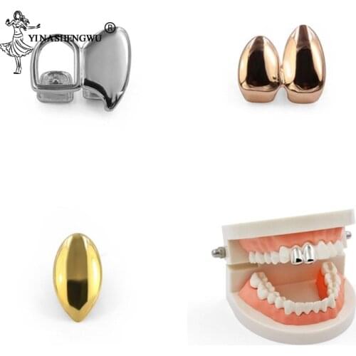 Vampire Fang Teeth Griliz Caps Gold Tone Canine Custom Tooth Grills Rock Rapper Jewelry Cosplay Party Body Jewelry