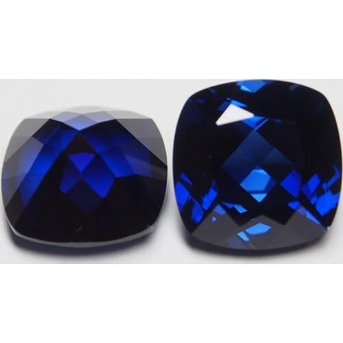 10*10mm 5 cts 1 Piece Lab Creat sapphire stone Royal Blue loose gemstone Cushion Cut sapphire ring earring for gift