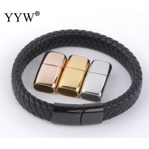 10pcs Stainless Steel Magnetic Clasps Hole 12*6mm 8*4mm 10*5mm For Leather Cord Bracelet Magnet Buckle Diy Jewelry Making Clasp