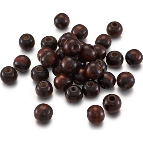 100Pcs Brown Round Natural Wooden Beads Eco-Friendly Wood Loose Beads for DIY Jewelry Bracelet Making Accessories 14x16mm