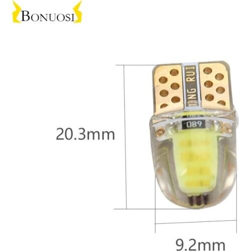 12X Bright T10 COB LED 40MA Silicone case Instrument light License plate Bulbs Wedge Lamp Car styling LED 12V White 7 colors