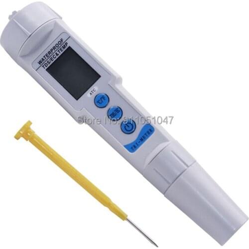 3 in 1 TDS EC Meter TDS EC-616 Waterproof Pen Type Filter Measure Water Quality Purity Analyzer Tester ATC with LCD Backlight