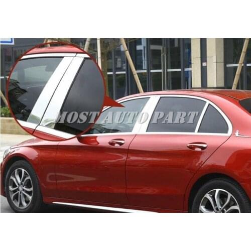 Aluminium Alloy Window Pillar Post Cover Trim For Mercedes Benz C Class W205 2015-2021 6pcs Car Decoration