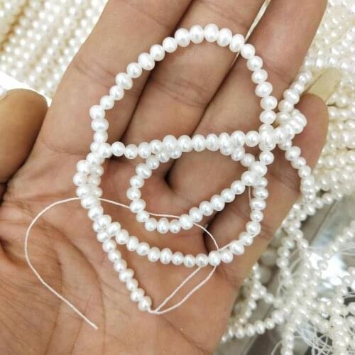 Free shipping 38 CM,3-4 mm mini near round pearl AA good luster,100% nature freshwater pearl in strand