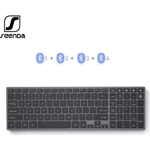 SeenDa AZERT French/QWERTZ German Rechargeable Bluetooth Keyboard Multi-device Sync Wireless keyboar Bluetooth for ios Windows