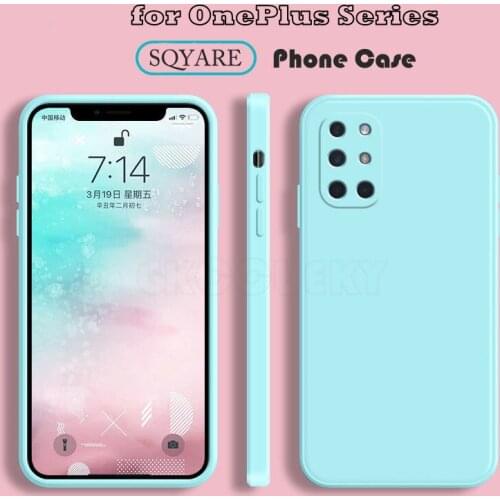 Luxury Square Frame Liquid Silicone Phone Case For OnePlus 9 Pro 9R 8T oneplus 8 Pro 7 7T pro One Plus Soft Protection Cover