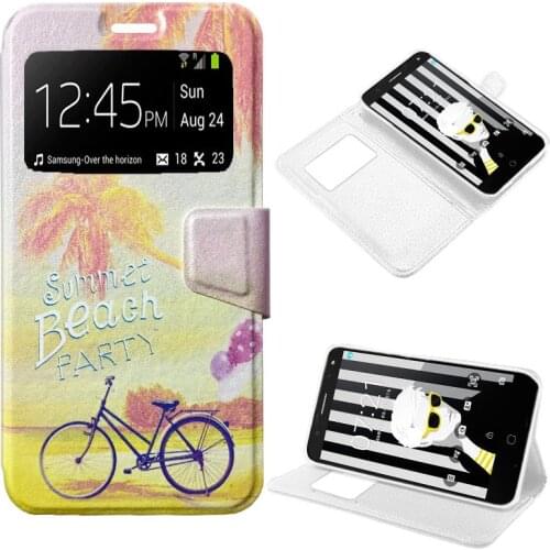 Case Flip Cover Alcatel Pop 4 Plus Drawings Beach