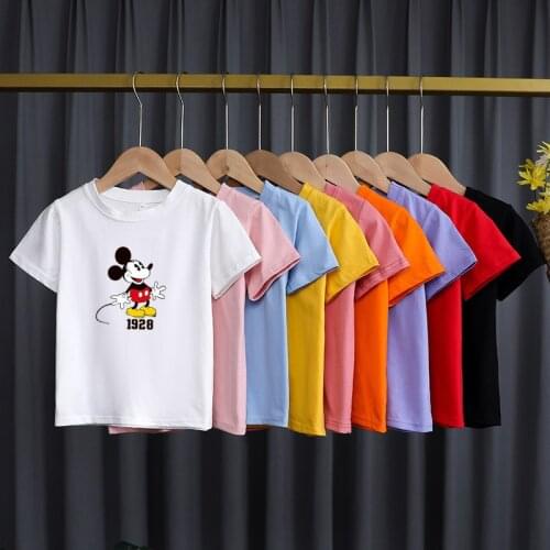Childrens Clothing 2021 Summer New Disney Cartoon Mickey Arrival Boys Basic Shirt 100% Cotton Girls Short-sleeve T-shirt