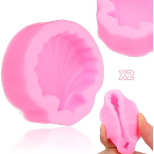 2Pcs Mini 3D Shell Seashell Shape Mold Cupcake Chocolate Biscuit Baking Mold DIY Sugarcraft Tool Food Grade Silicone