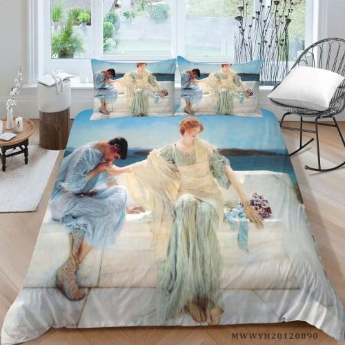 Retro Style Bedding Set Queen Size Artistic Duvet Cover Greek Style King Twin Full Double Single Creative Bed Set Oil Painting