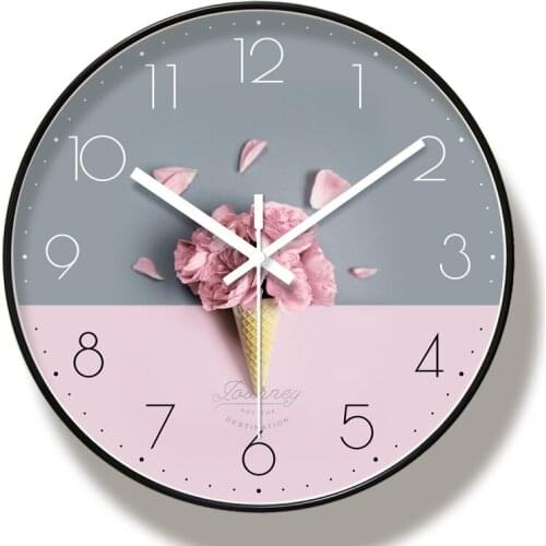 Round Creative Mute Modern Design Large Wall Clock Clocks for Home Kitchen Living Room Decor Battery Operated Silent
